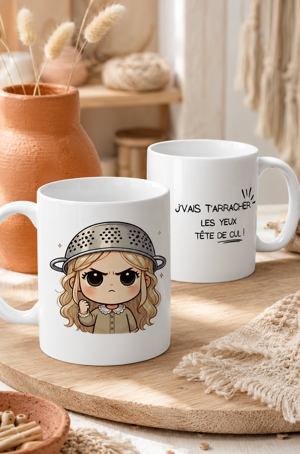 Le mug best-seller Créatty mis en scène dans un décor chaleureux